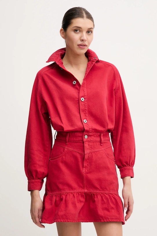 Pepe Jeans rochie din denim MELISSA cu guler rosu PL953724