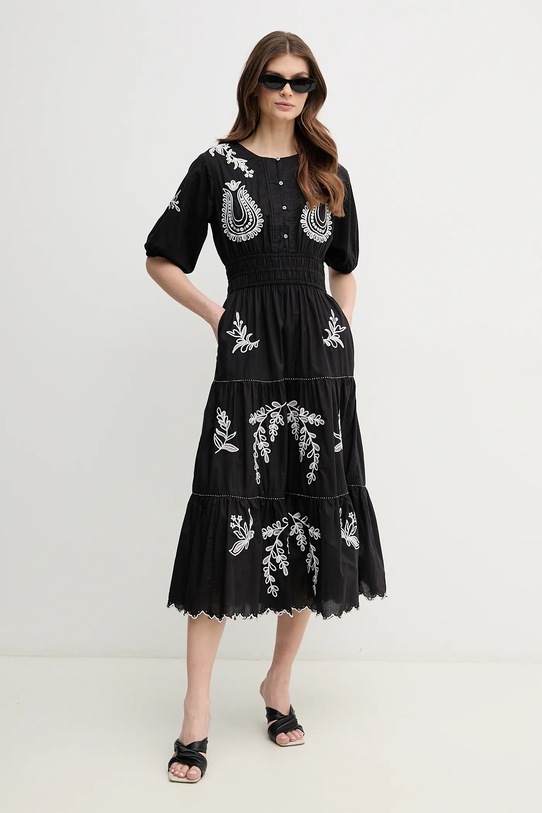 Pepe Jeans rochie din bumbac DESTINY DRESS midi negru PL953743