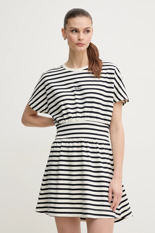 Pepe Jeans sukienka bawełniana VANIA wzorzyste granatowy PL953744