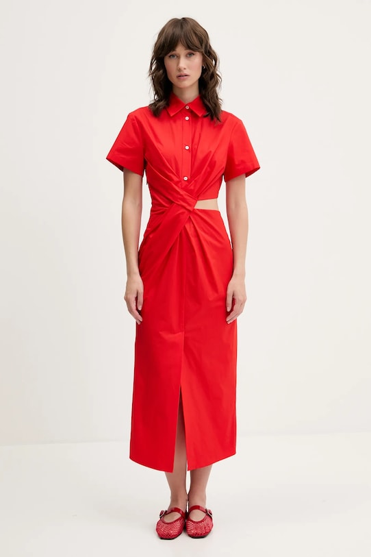 MSGM sukienka bawełniana 3842MDA30X.257315 czerwony SS25