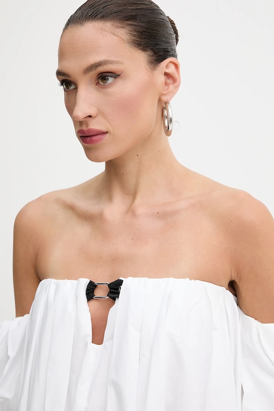 Bombažna obleka Pinko bela 105211.A2LD