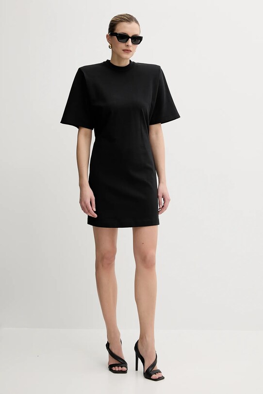 Βαμβακερό φόρεμα Pinko 105220.A2M2 μαύρο SS25
