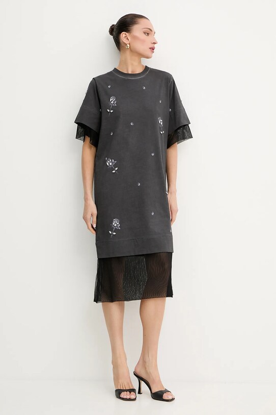 Pinko sukienka bawełniana REIMAGINE by Patrick Mcdowell 105085.A2K2 brązowy SS25