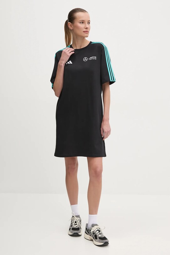 adidas rochie din bumbac x Mercedes JV5426 negru SS25