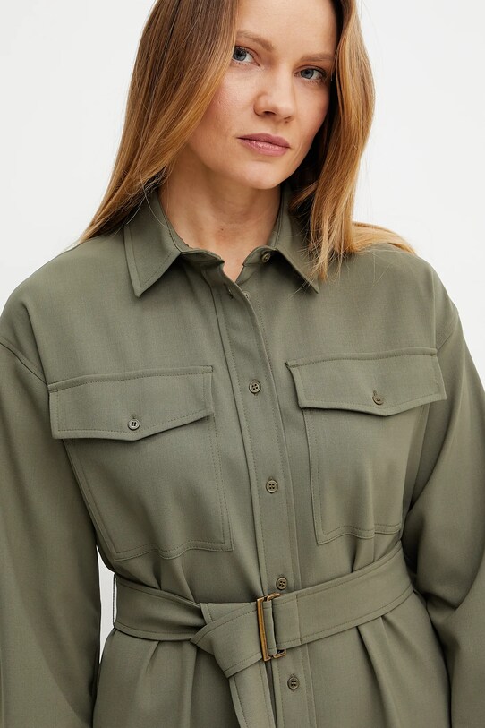 Weekend Max Mara sukienka z domieszką wełny zielony 2515221071600