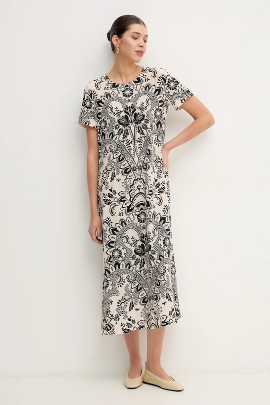Hodvábne šaty Weekend Max Mara hodváb béžová 2515221022600