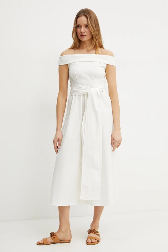 Weekend Max Mara sukienka bawełniana 2515221036600 beżowy SS25