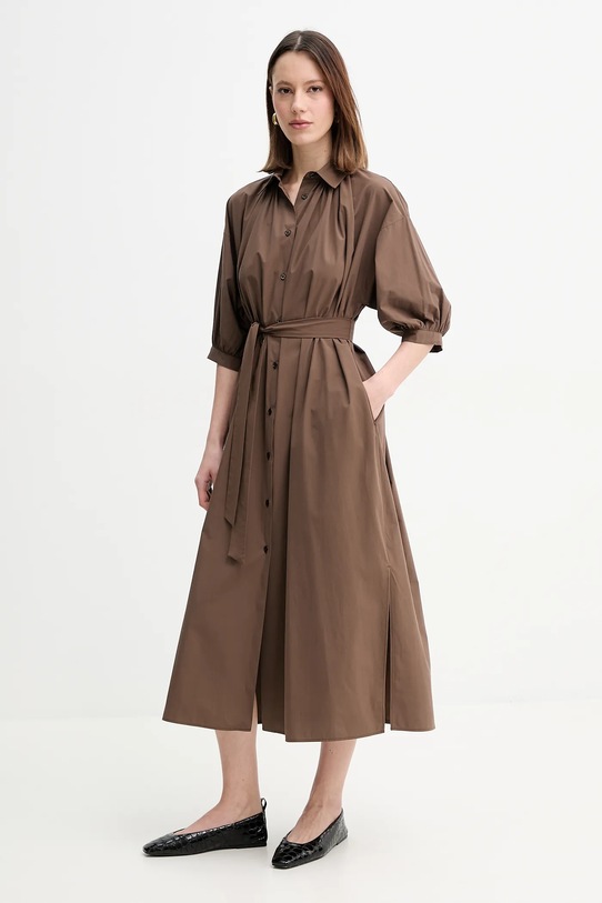 Weekend Max Mara rochie din bumbac fixat maro 2515221042600