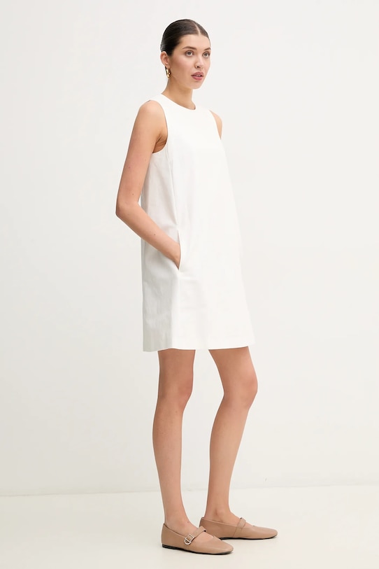 Šaty s příměsí lnu Weekend Max Mara 2515221102600 béžová SS25