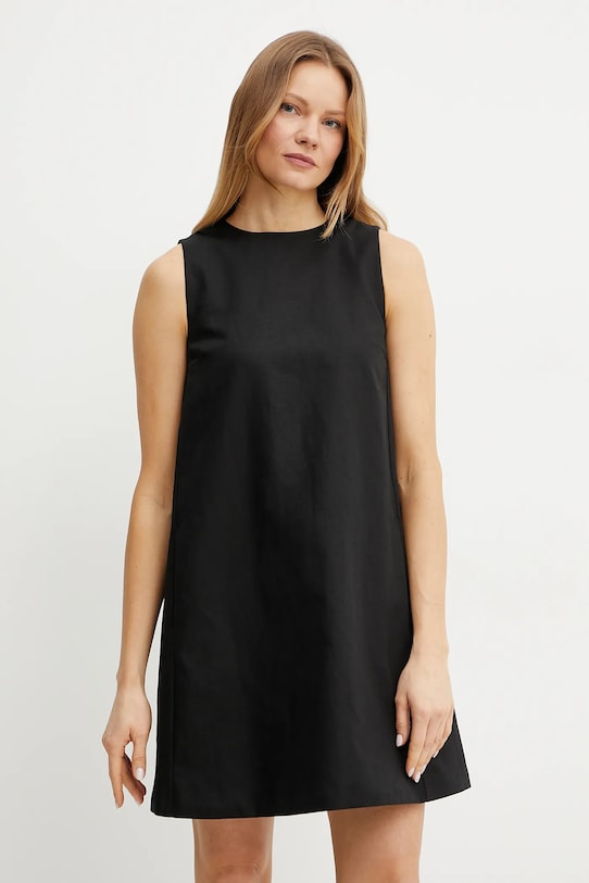 Рокля с лен Weekend Max Mara с лен черен 2515221102600