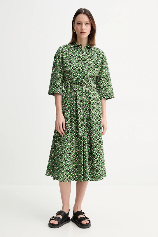 Weekend Max Mara rochie din bumbac fixat verde 2515221152600