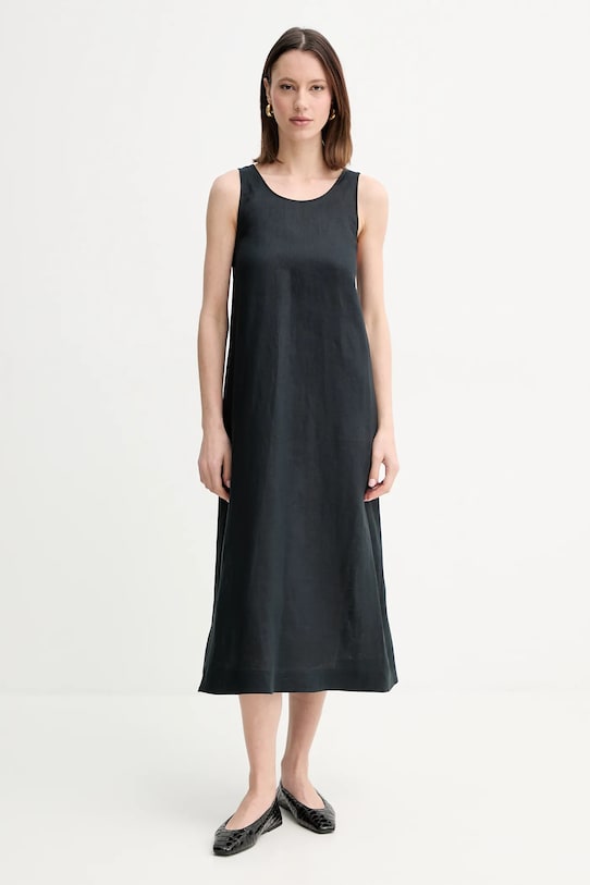 MM rochie din in midi negru 2516221018600