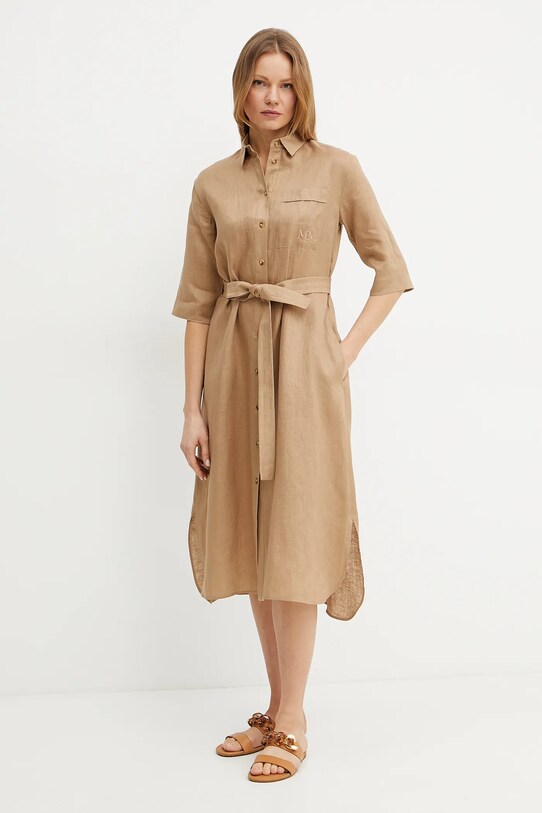 MM rochie din in 2516221028600 verde SS25