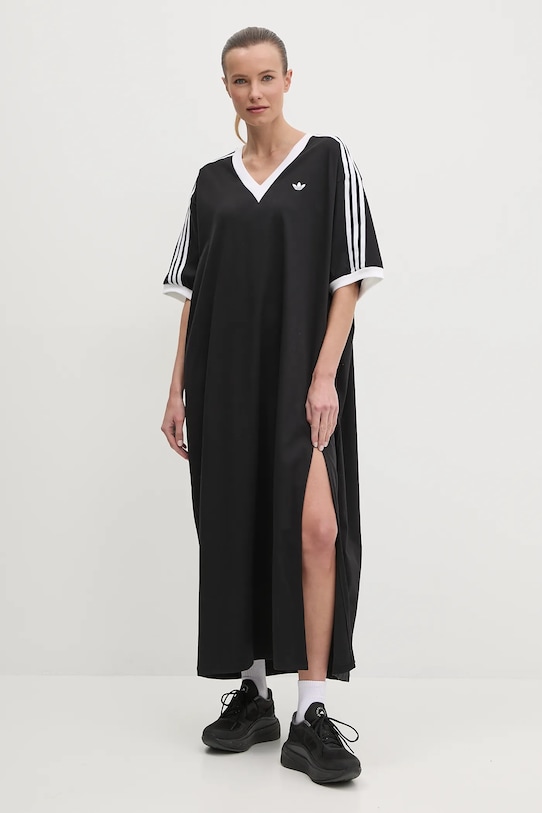 adidas Originals sukienka bawełniana V-NECK DRESS casual czarny JX9219