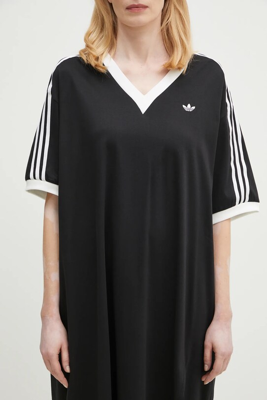 Бавовняна сукня adidas Originals V-NECK DRESS чорний JX9219