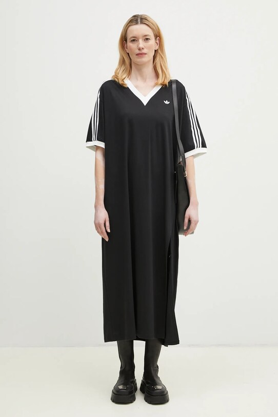 adidas Originals cotton dress V-NECK DRESS JX9219 black