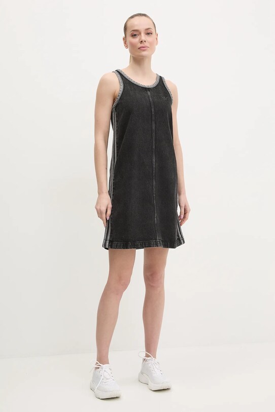 Jeans obleka adidas Originals DENIM 3S DRESS JD3108 črna SS25
