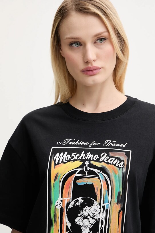 Moschino Jeans rochie din bumbac negru 0412.3732