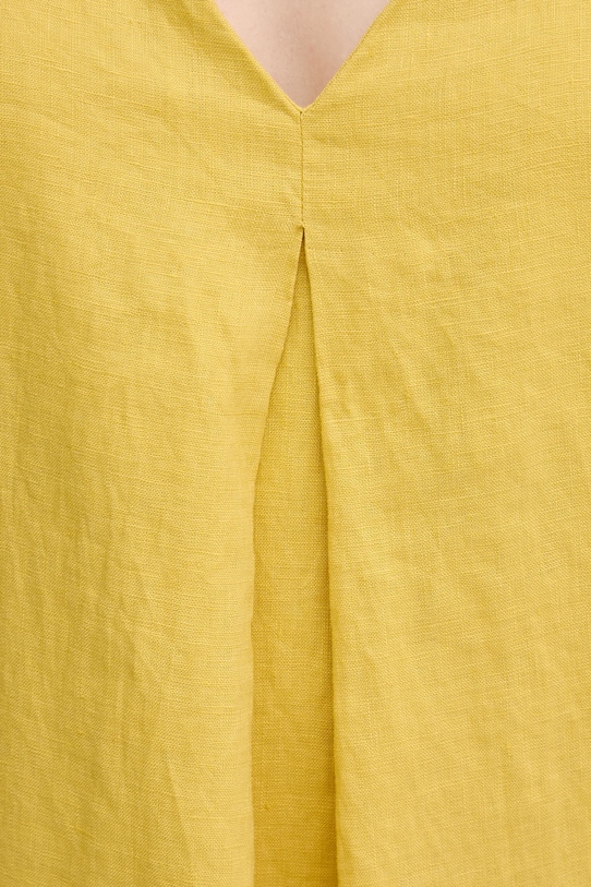 Lněné šaty United Colors of Benetton 4AGHDV0AX žlutá