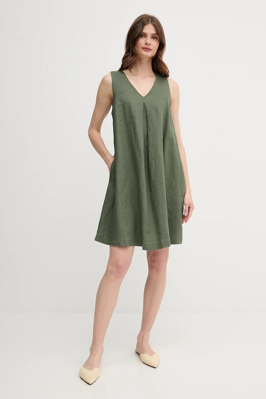 Льняна сукня United Colors of Benetton 4AGHDV0AX зелений SS25