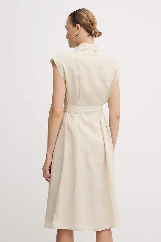Oblečení Lněné šaty United Colors of Benetton 4AGHDV0B1 béžová