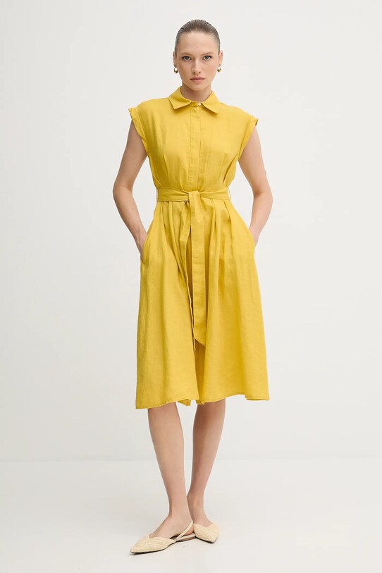 United Colors of Benetton rochie din in 4AGHDV0B1 galben SS25
