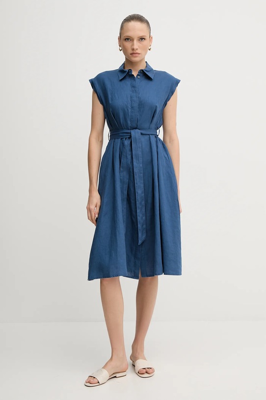 United Colors of Benetton rochie din in 4AGHDV0B1 albastru SS25