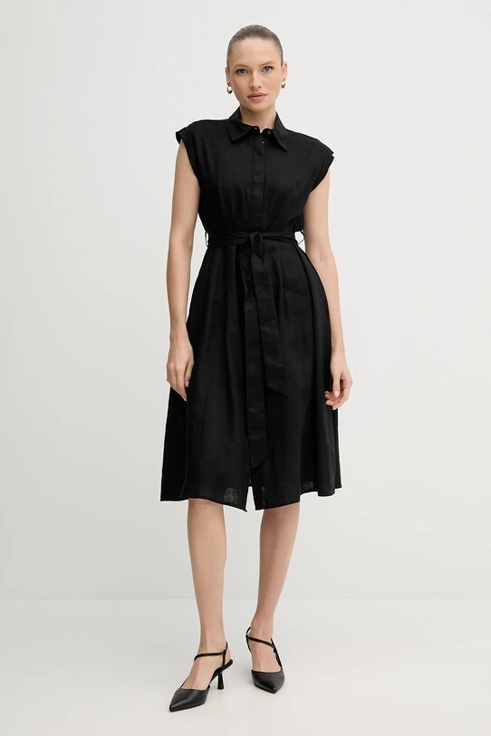 Lanena haljina United Colors of Benetton 4AGHDV0B1 crna SS25