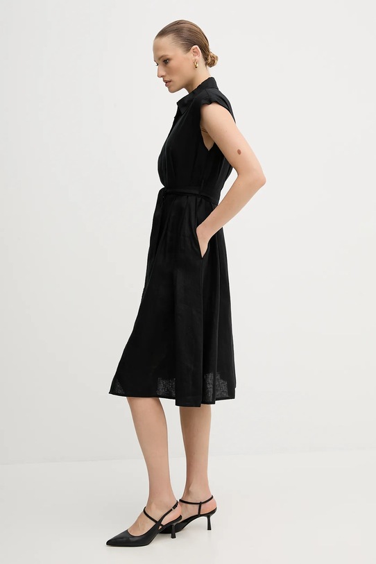 Lanena haljina United Colors of Benetton crna 4AGHDV0B1