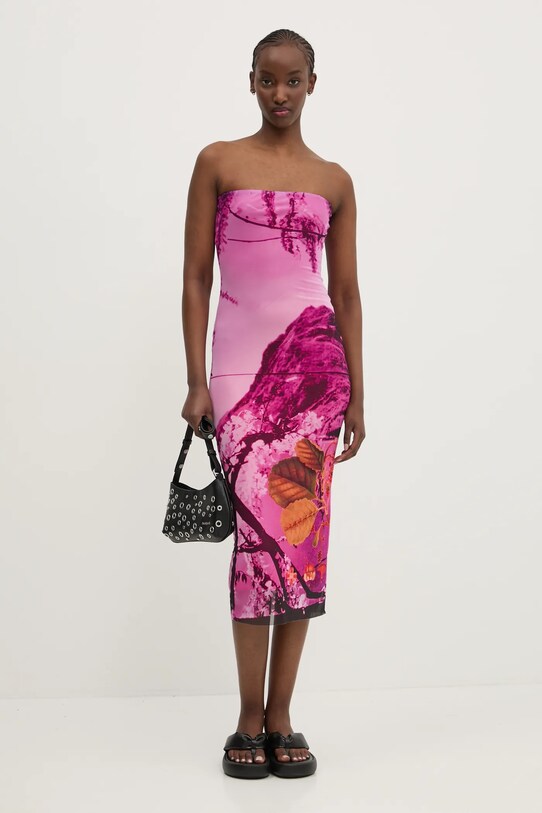 Desigual sukienka LAKECOMO L wzorzyste różowy 25SWVK39