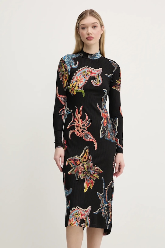 Desigual ruha MELTED PAISLEYS_LACROI hosszú fekete 25SWVK31