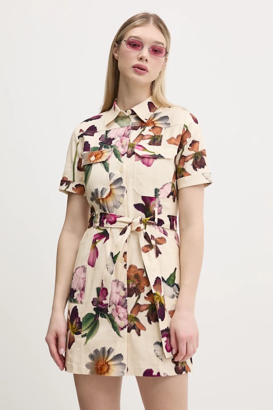 Obleka Desigual MONICAWHITE Mini bež 25SWVW13