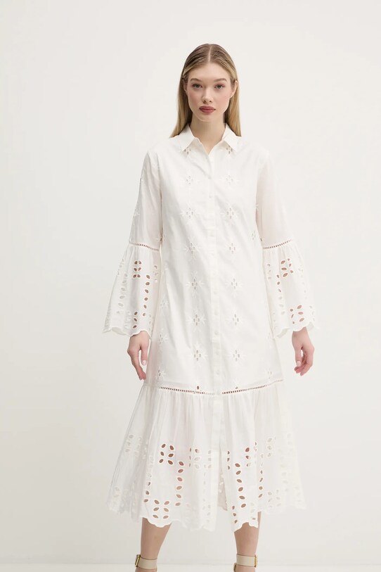 Pamučna haljina Desigual ORLEANS 25SWVW06 bijela