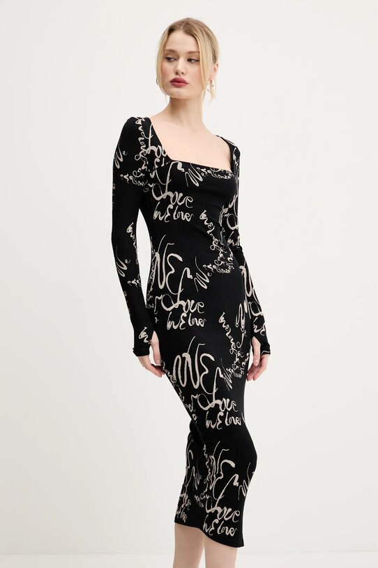Φόρεμα Desigual VALENCIA μακρύ μαύρο 25SWVK05