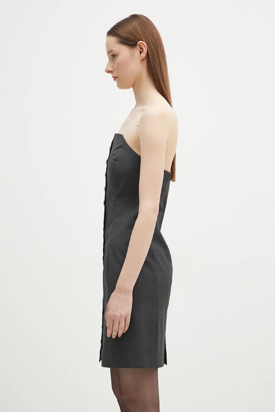 Samsoe Samsoe rochie din amestec de lana Saellen F24400132 gri SS25