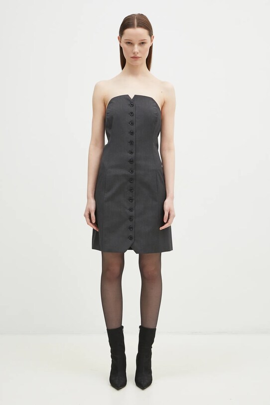 Samsoe Samsoe rochie din amestec de lana Saellen F24400132 gri