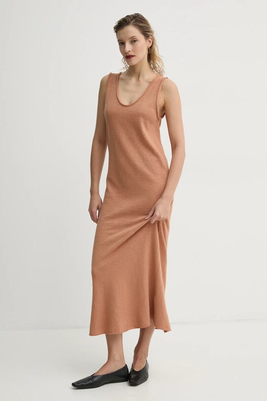 Bavlnené šaty American Vintage bavlna hnedá SON14AGE25