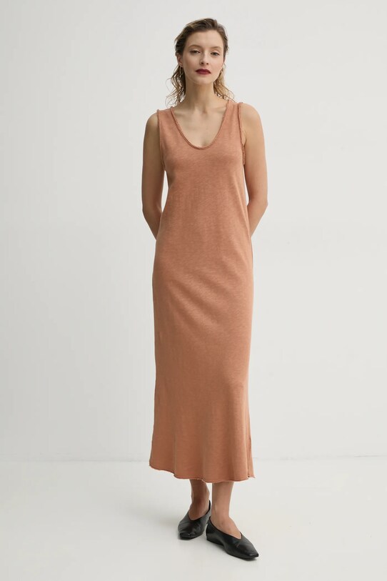 Bavlnené šaty American Vintage SON14AGE25 hnedá SS25