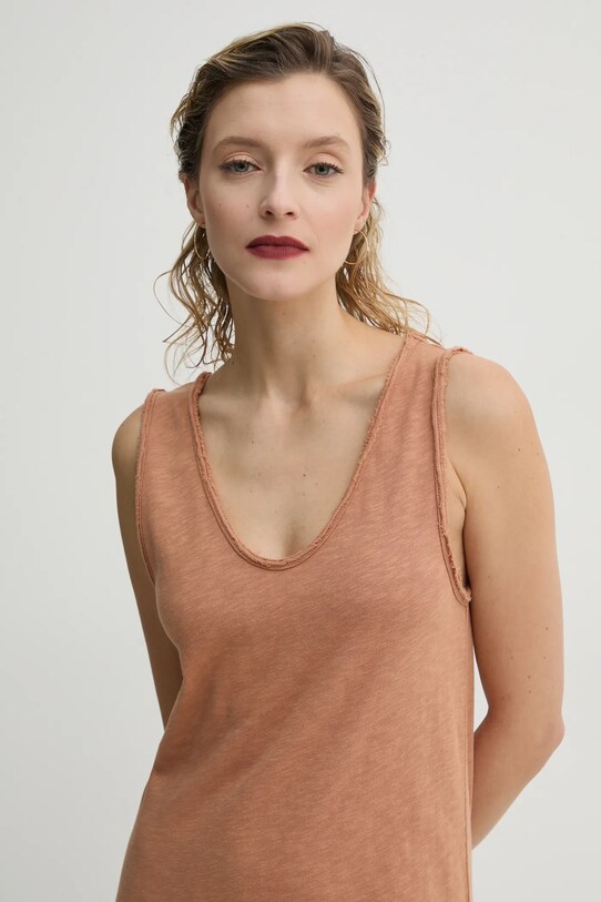 Bavlnené šaty American Vintage hnedá SON14AGE25