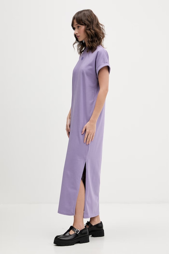 Βαμβακερό φόρεμα Hugo Blue 50540389 μωβ SS26