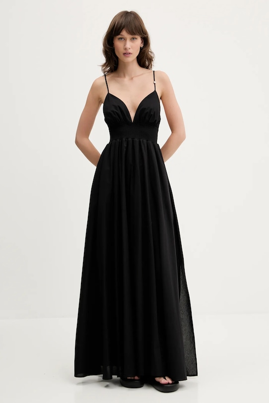 HUGO rochie din bumbac maxi negru 50536456