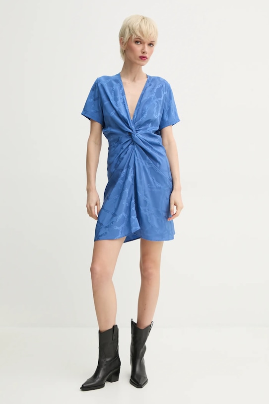 Hodvábne šaty ZADIG&VOLTAIRE WWDR02420.425 modrá SS25