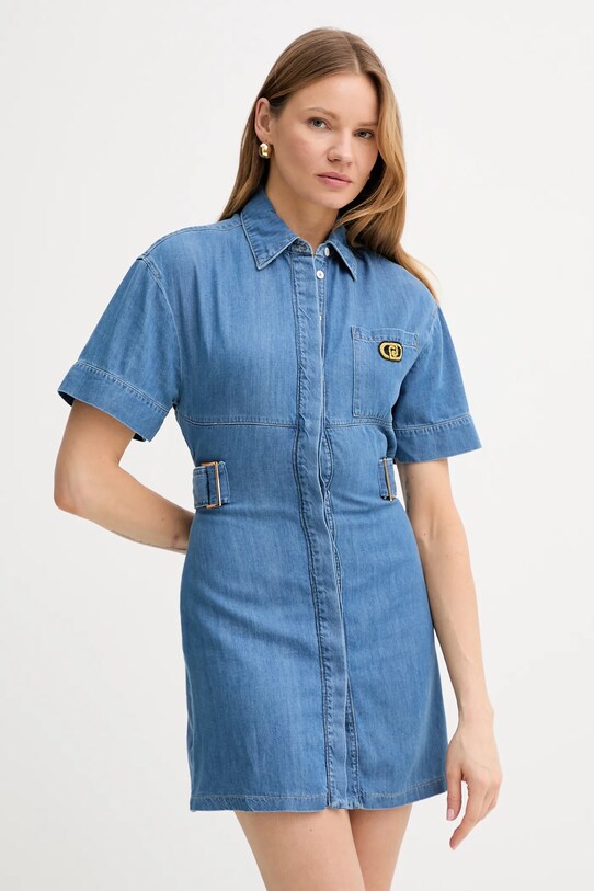 Liu Jo sukienka jeansowa casual niebieski UA5240.D4851