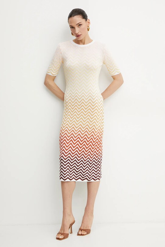 Missoni rochie midi alb DS25SG0T.BK044V