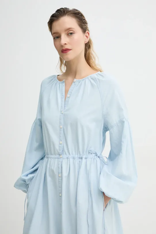 Pamučna haljina Levi's JOLENE LS MAXI DRESS plava 001HS