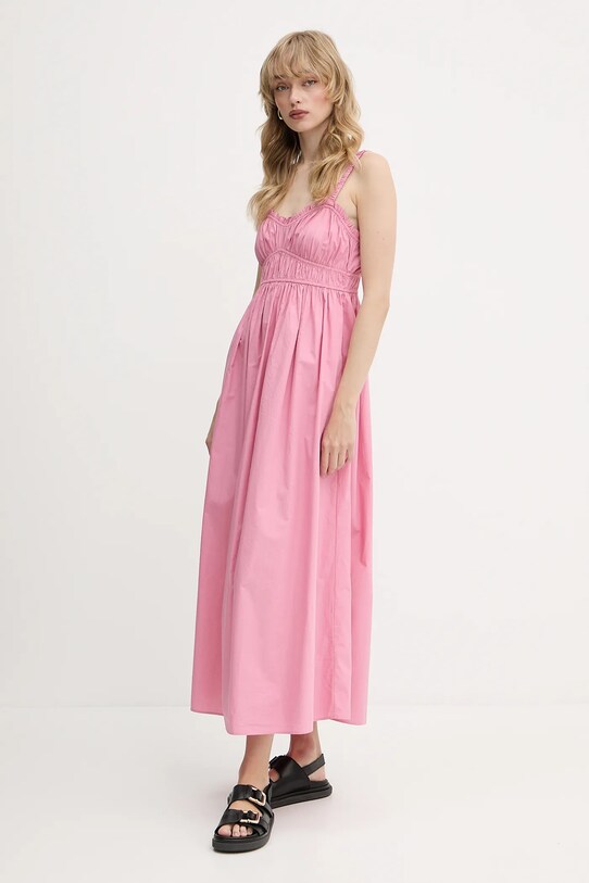 Хлопковое платье BOSS Orange 50537919 розовый SS25