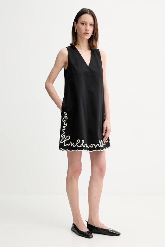 Хлопковое платье BOSS Orange 50540370 чёрный SS25