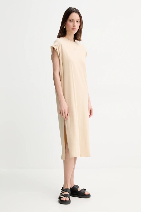 Φόρεμα BOSS Orange με ελαστάν μπεζ 50540442