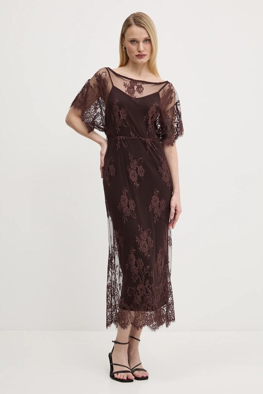 Never Fully Dressed rochie Lace Tilly midi maro NFDDR1853