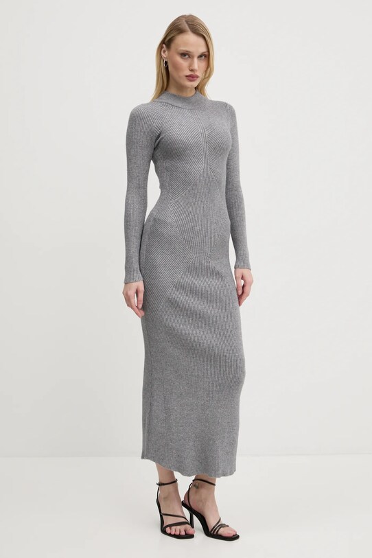 Рокля Never Fully Dressed Suki трикотаж сив NFDKN601